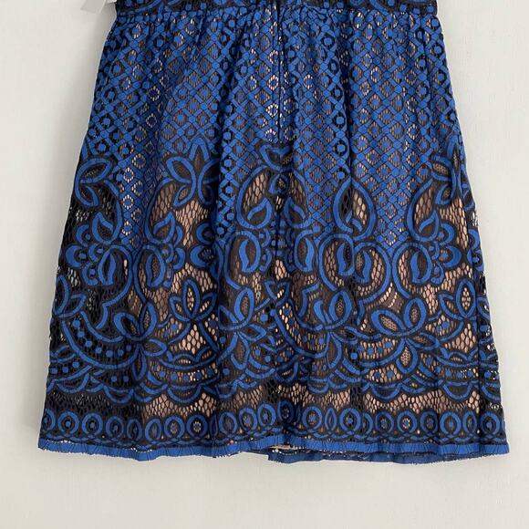 NEW City Triangles Dress Juniors Size 5 Blue Short Sleeve Fit & Flare Lace Dress - Picture 6 of 9